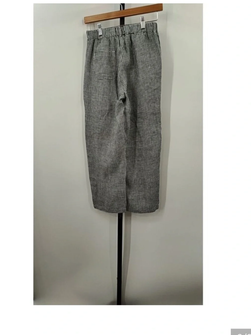 Quince 100% European Linen Pants Classic Mini Gingham Black White XS